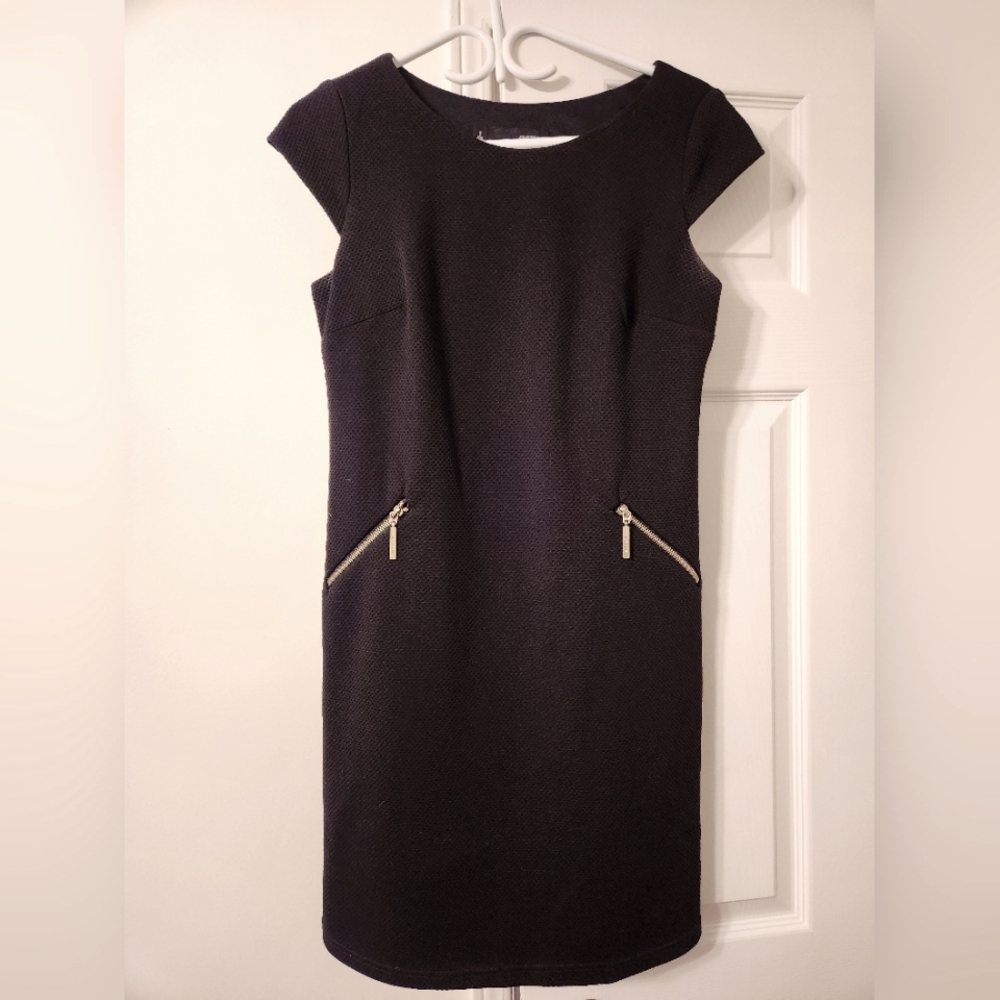 Chetta B Black Dress Gold Zips Size 2